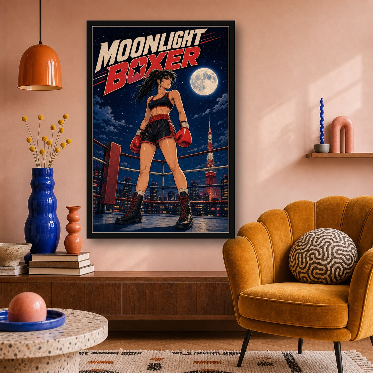Moonlightboxer Japanese Retro Poster Print - 2x3 room mockup