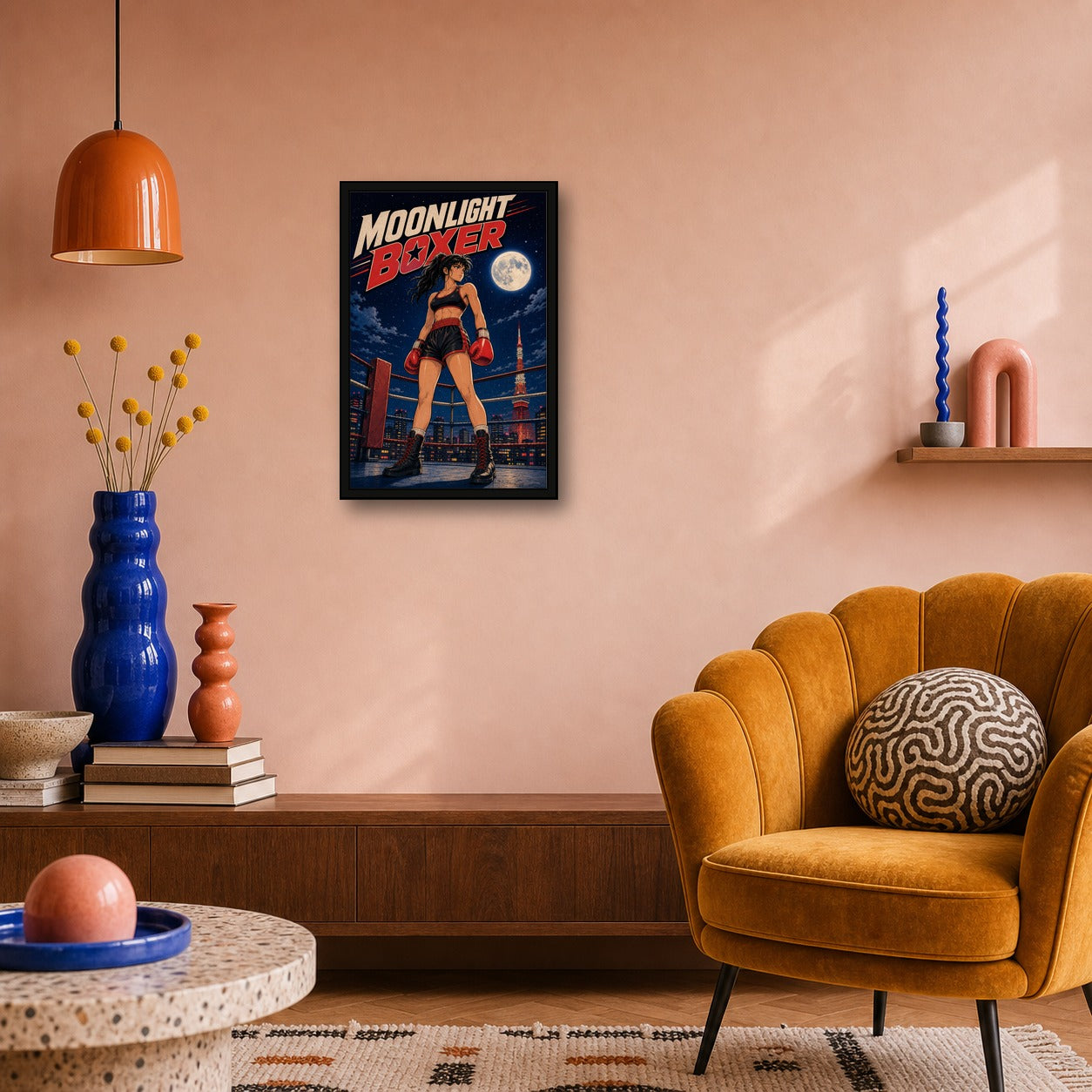 Moonlightboxer Japanese Retro Poster Print - 2x3 room mockup