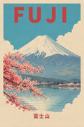 Mount Fuji Lake Travel Japanese Retro Poster Print
