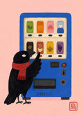 Mount Fuji Vending Machine Art Print, Japanese Crow Cafe Poster, Cute Japan Travel Decor in Six Sizes - corrected A flat artwork