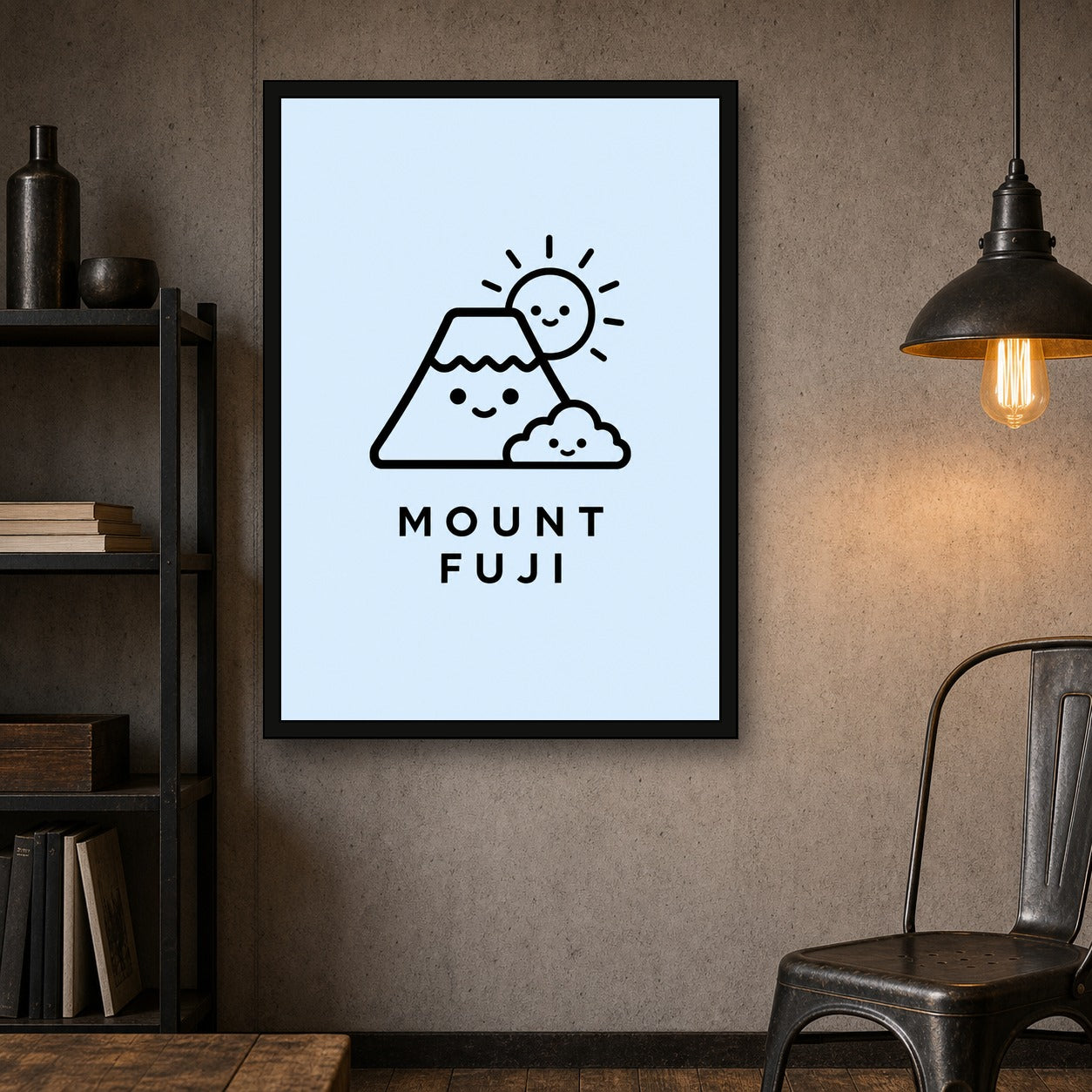 Mount Mount Fuji Icon Japanese Retro Poster Print - A room mockup