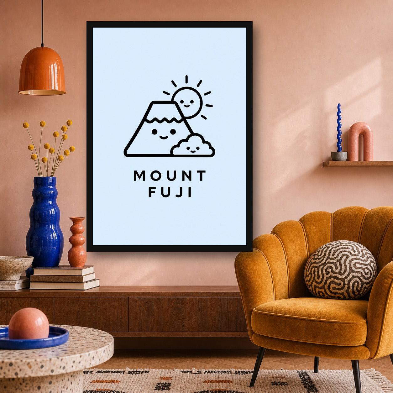 Mount Mount Fuji Icon Japanese Retro Poster Print - A room mockup