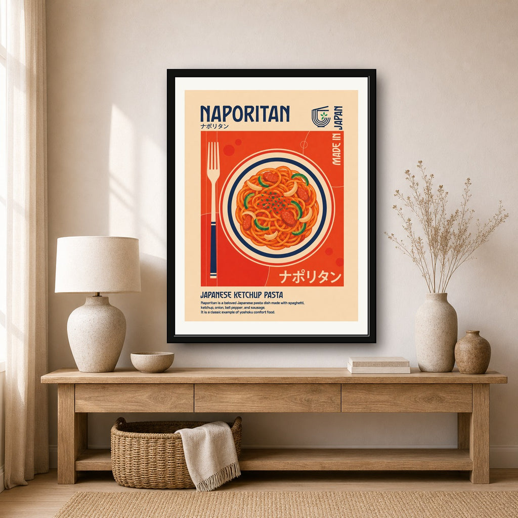 Naporitan Pasta Japanese Ketchup Comfort Food Poster | Retro Foodie Wall Art Print in Various Sizes - corrected 3x4 room mockup
