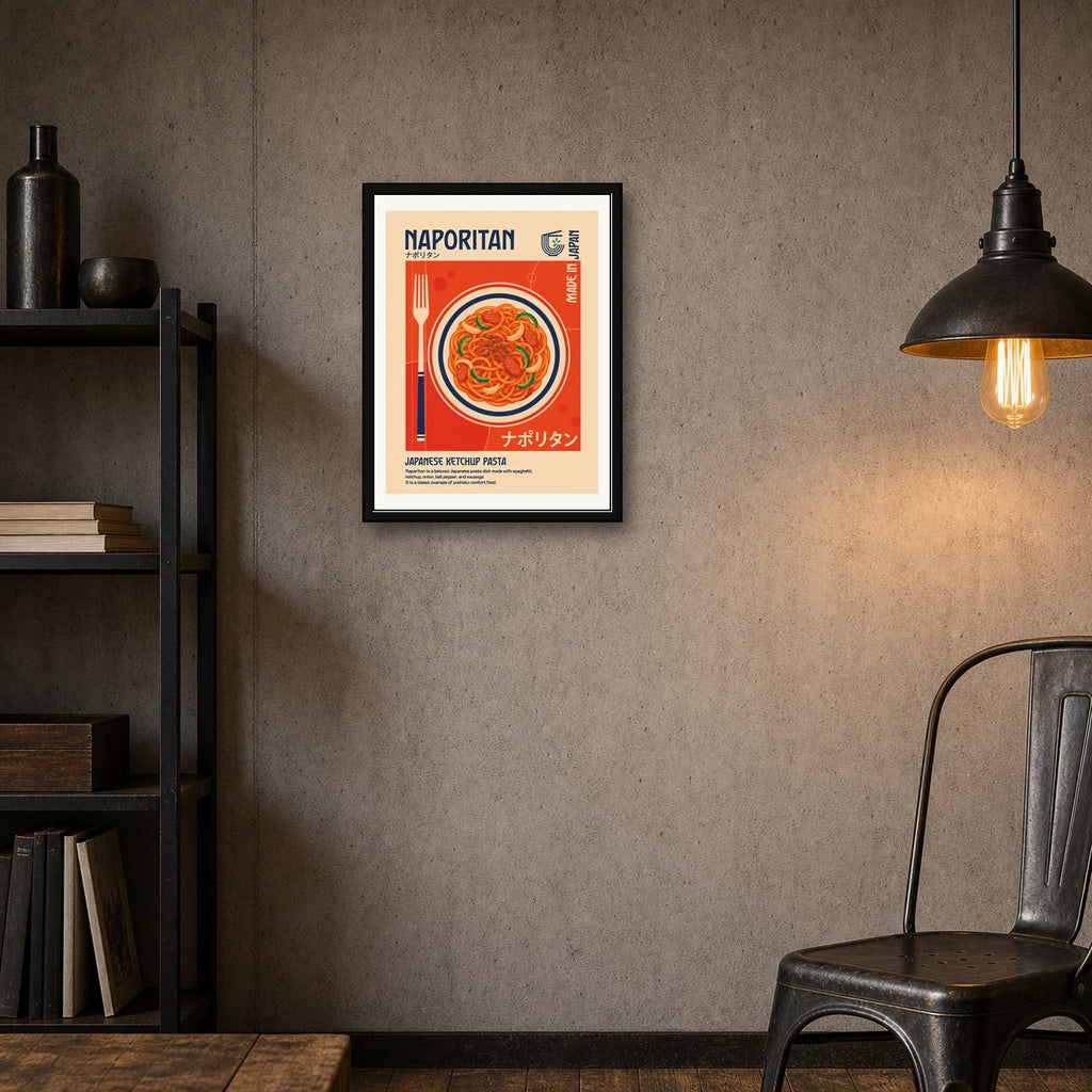Naporitan Pasta Japanese Ketchup Comfort Food Poster | Retro Foodie Wall Art Print in Various Sizes - corrected 3x4 room mockup