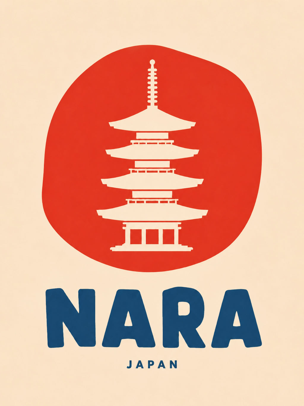 Nara Japan Pagoda Poster | Vintage Japanese Travel Wall Art in Your Choice of Six Sizes - corrected 3x4 flat artwork