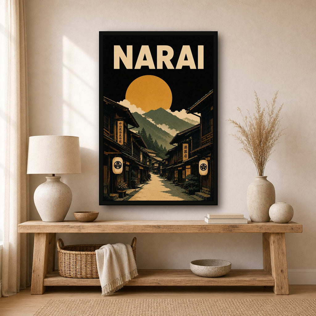 Narai Post Town Japanese Retro Poster Print - 2x3 room mockup