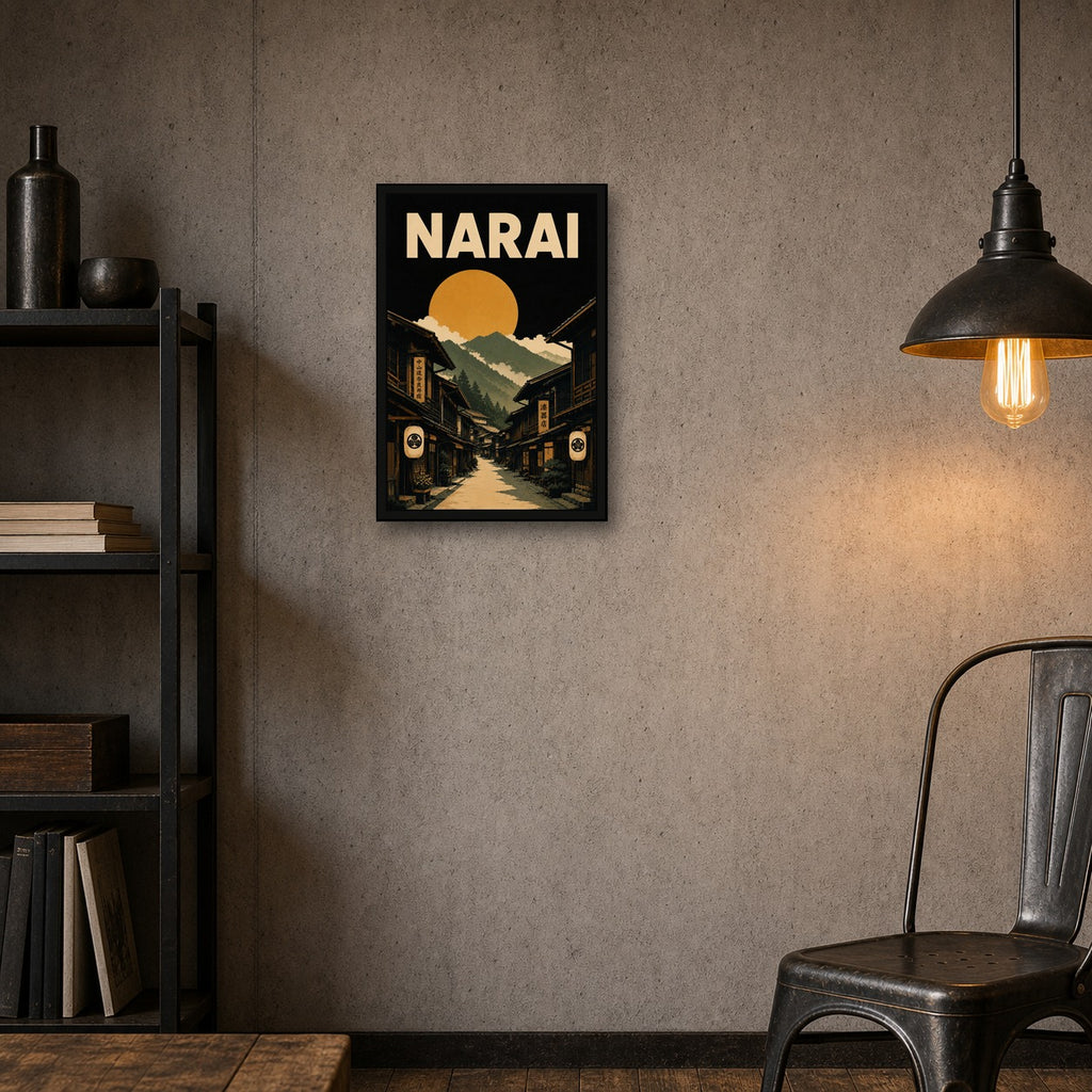 Narai Post Town Japanese Retro Poster Print - 2x3 room mockup