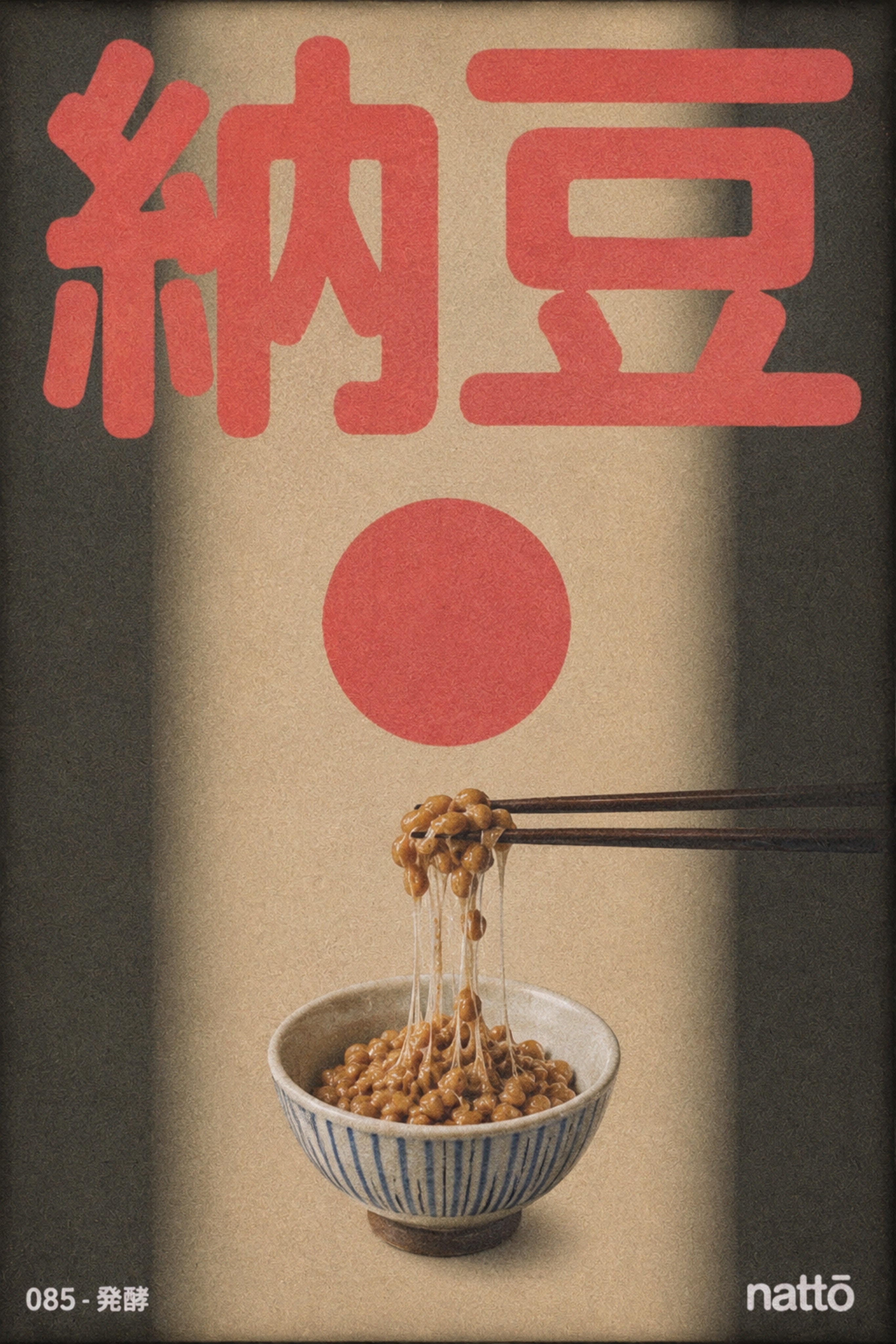 Natto Art Print - Vintage Japanese Food Poster, Fermented Soybeans Wall Decor, Japan Kitchen Art in Multiple Sizes