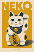 Neko Lucky Cat Poster Japanese Retro Poster Print