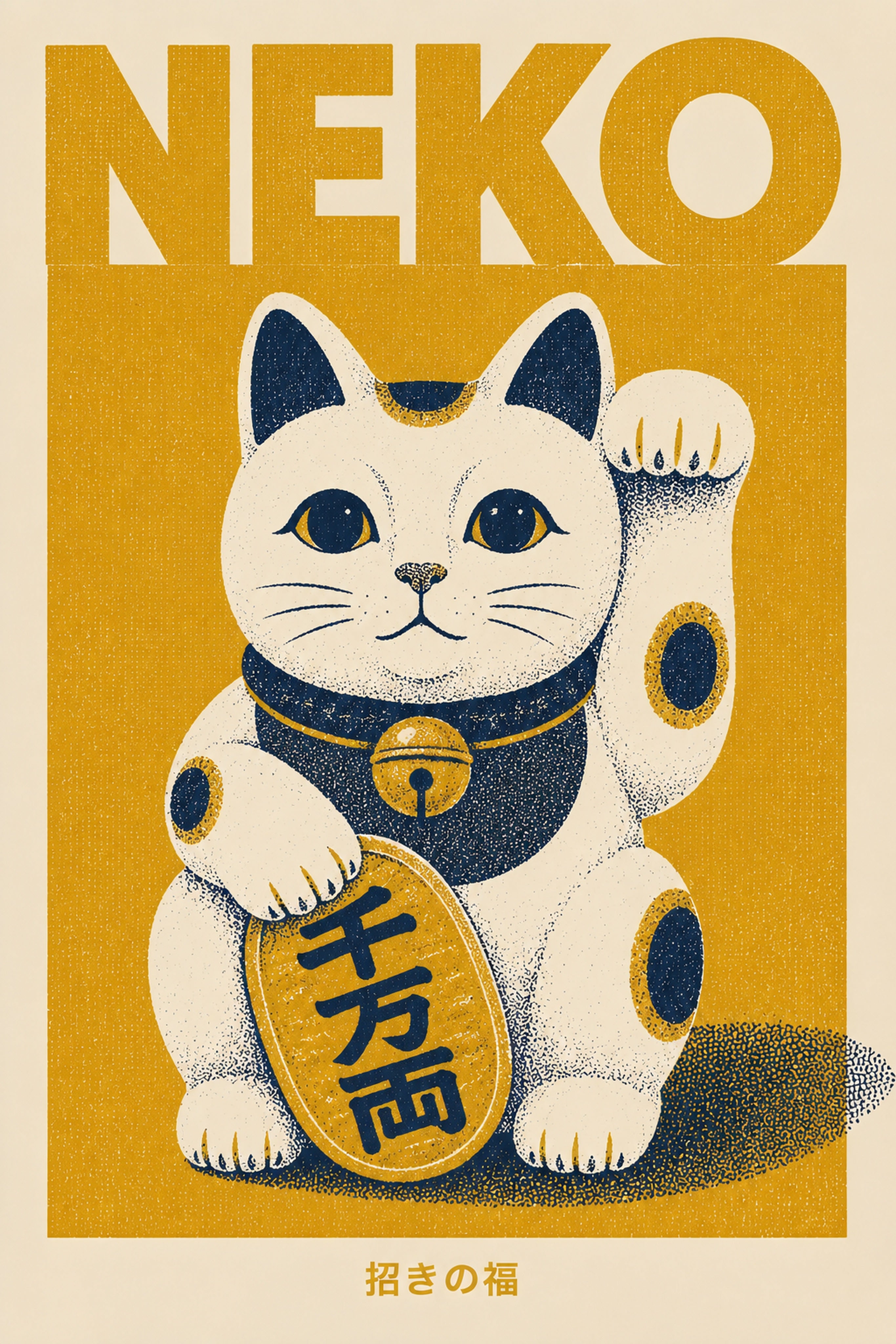 Neko Lucky Cat Poster Japanese Retro Poster Print