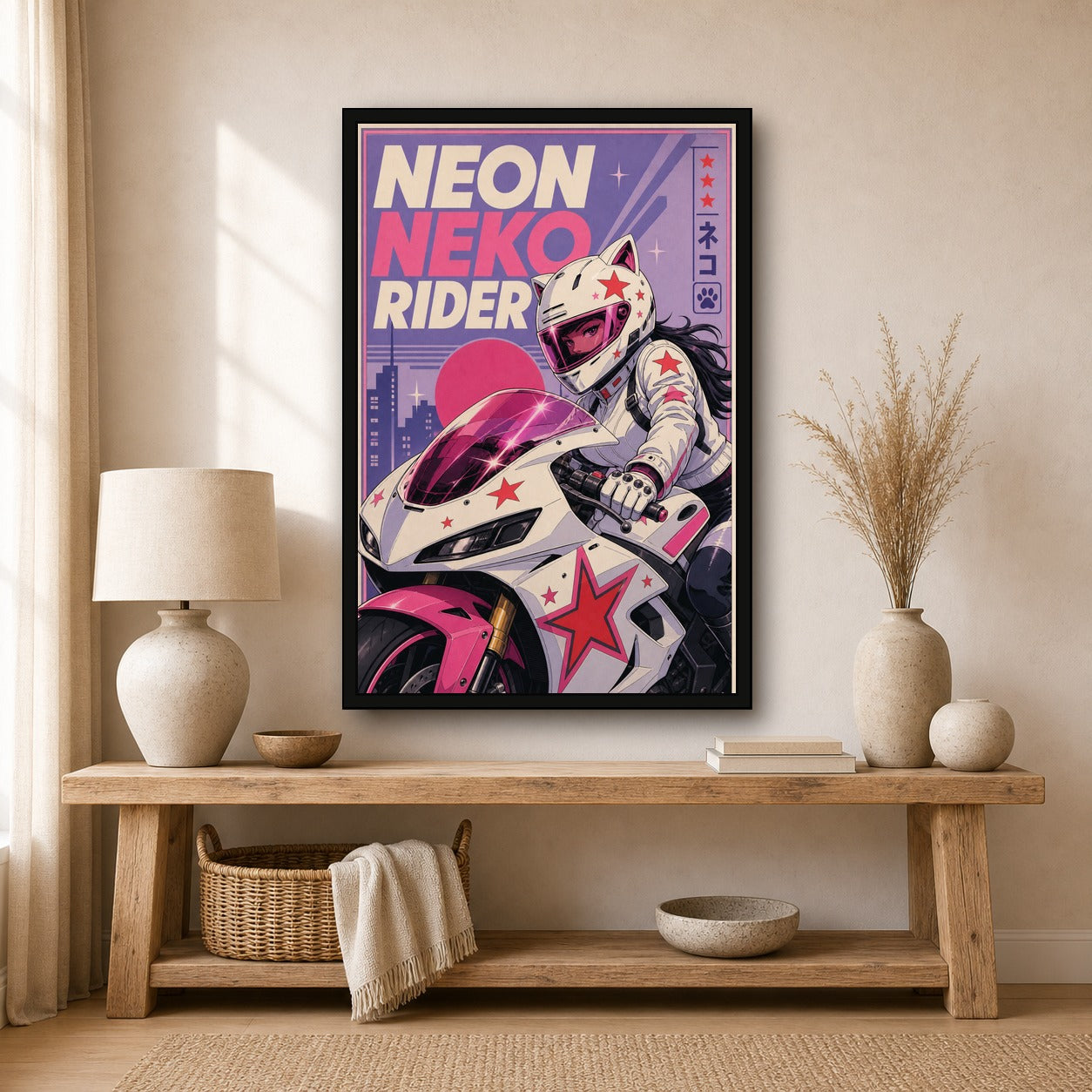 Neonnekorider Japanese Retro Poster Print - 2x3 room mockup