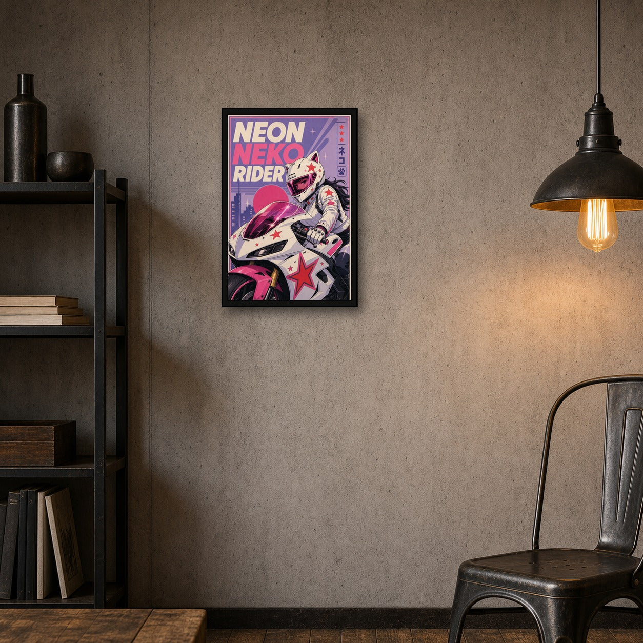 Neonnekorider Japanese Retro Poster Print - 2x3 room mockup