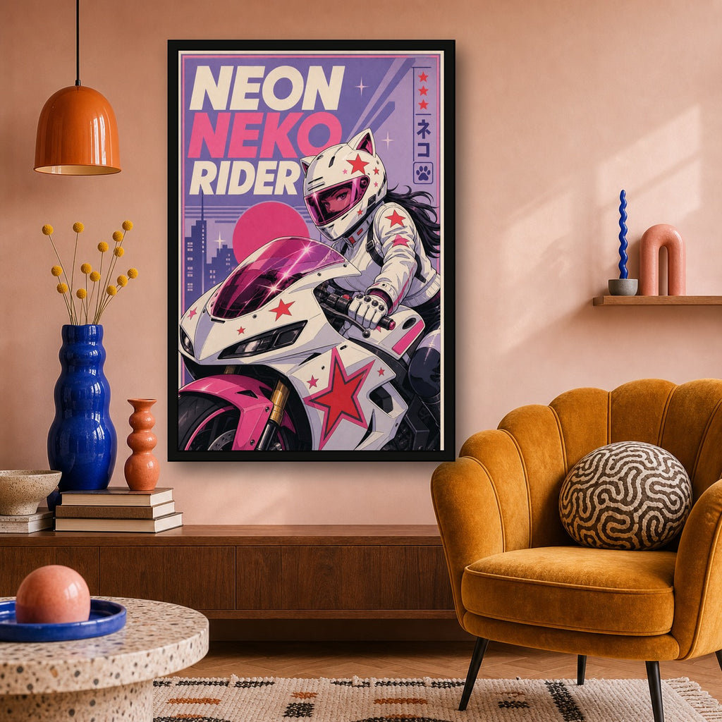 Neonnekorider Japanese Retro Poster Print - 2x3 room mockup