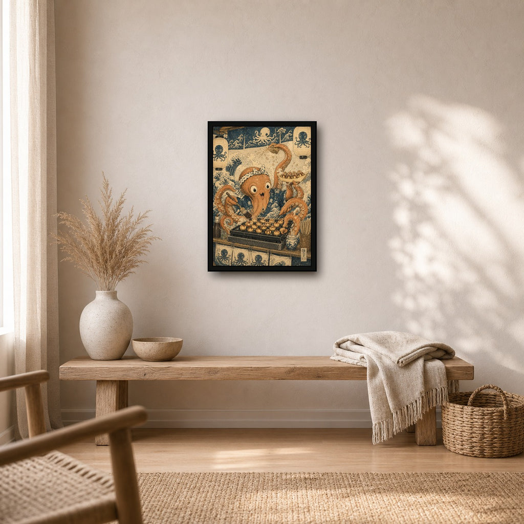 Octopus Takoyaki Stall Japanese Retro Poster Print - A room mockup