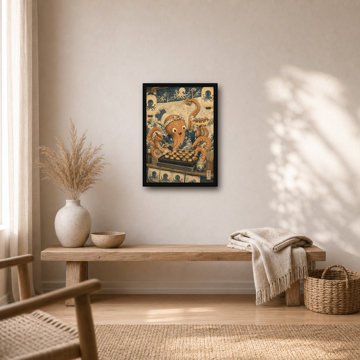 Octopus Takoyaki Stall Japanese Retro Poster Print - A room mockup