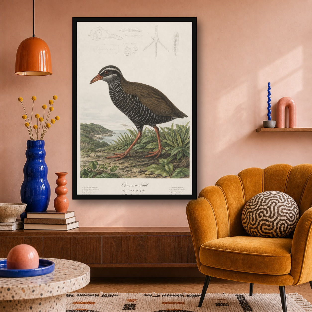 Okinawa Rail Grass Study Japanese inspired poster print for modern wall decor