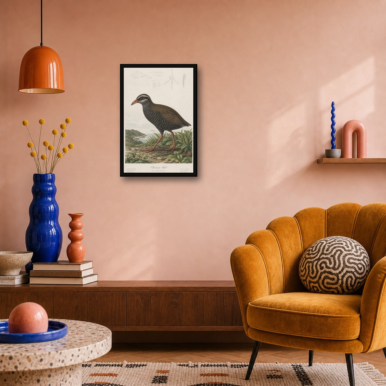 Okinawa Rail Grass Study Japanese inspired poster print for modern wall decor