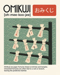 Omikuji Fortune Poster, Japanese Shrine Art, Serene Sage Green Wall Decor