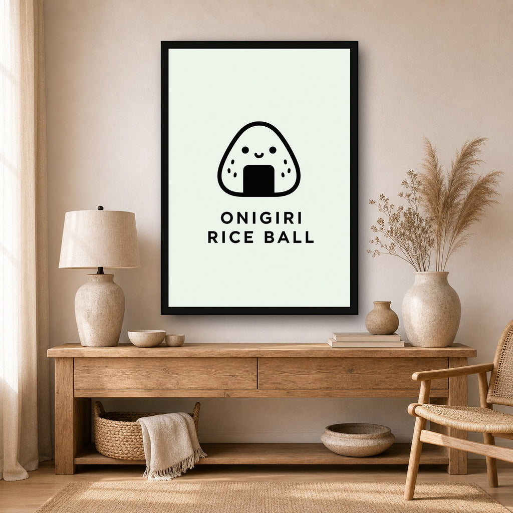 Onigiri Rice Ball Icon Japanese Retro Poster Print - A room mockup