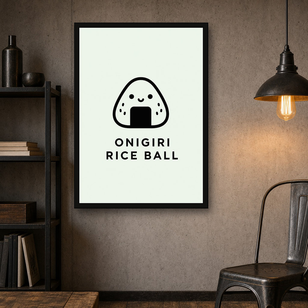 Onigiri Rice Ball Icon Japanese Retro Poster Print - A room mockup