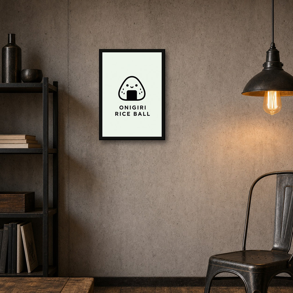 Onigiri Rice Ball Icon Japanese Retro Poster Print - A room mockup