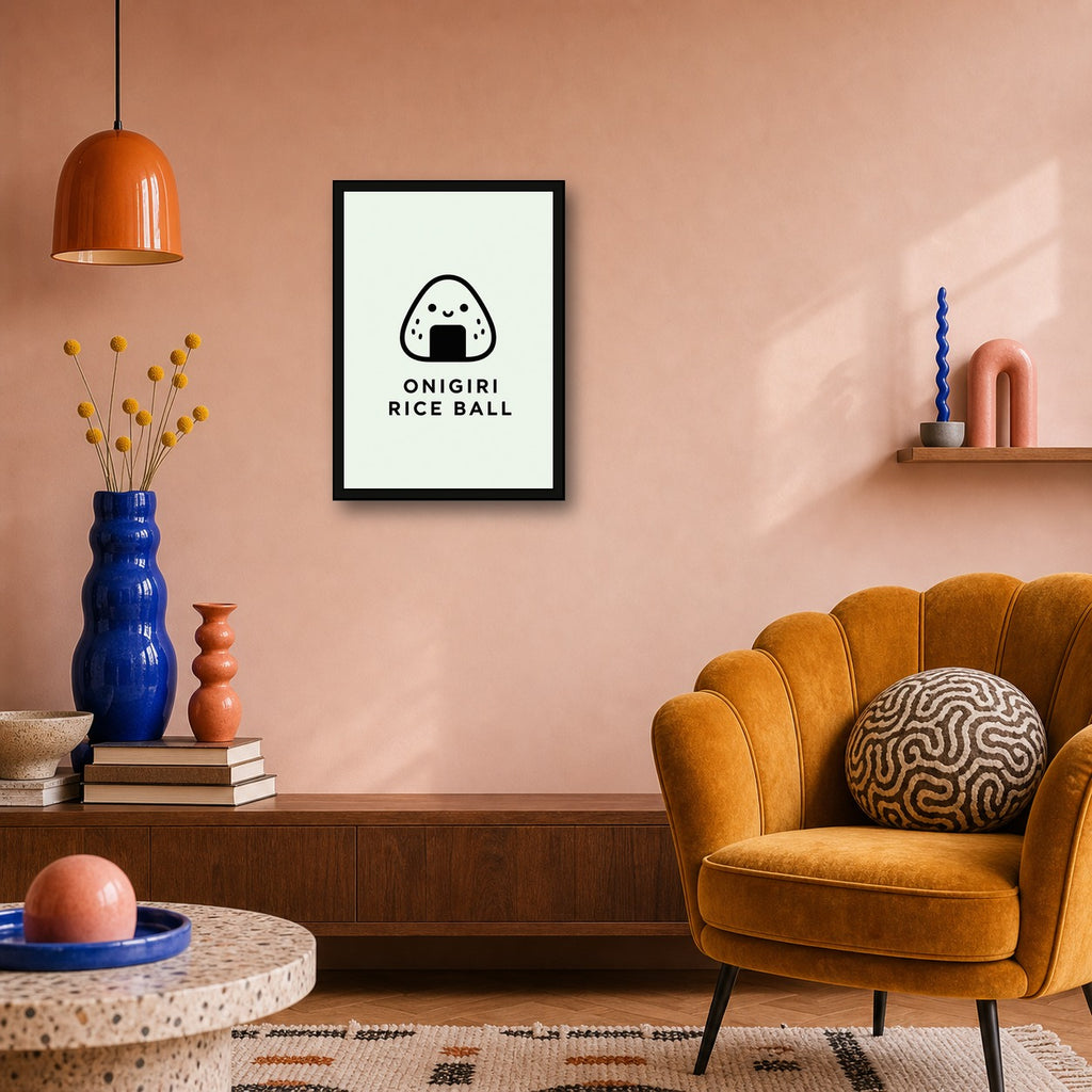 Onigiri Rice Ball Icon Japanese Retro Poster Print - A room mockup