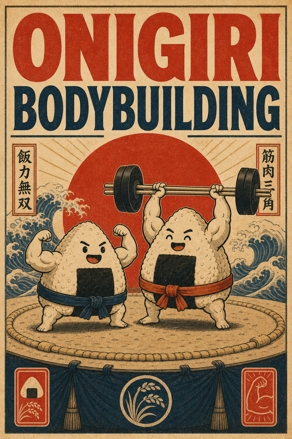 Onigiribodybuilding Japanese Retro Poster Print