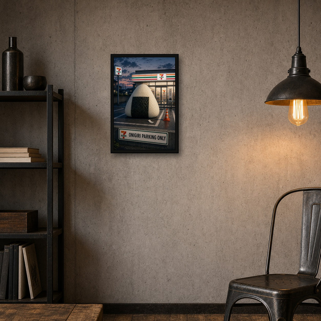 Onigiriparkingonly Logo Japanese Retro Poster Print - 2x3 room mockup