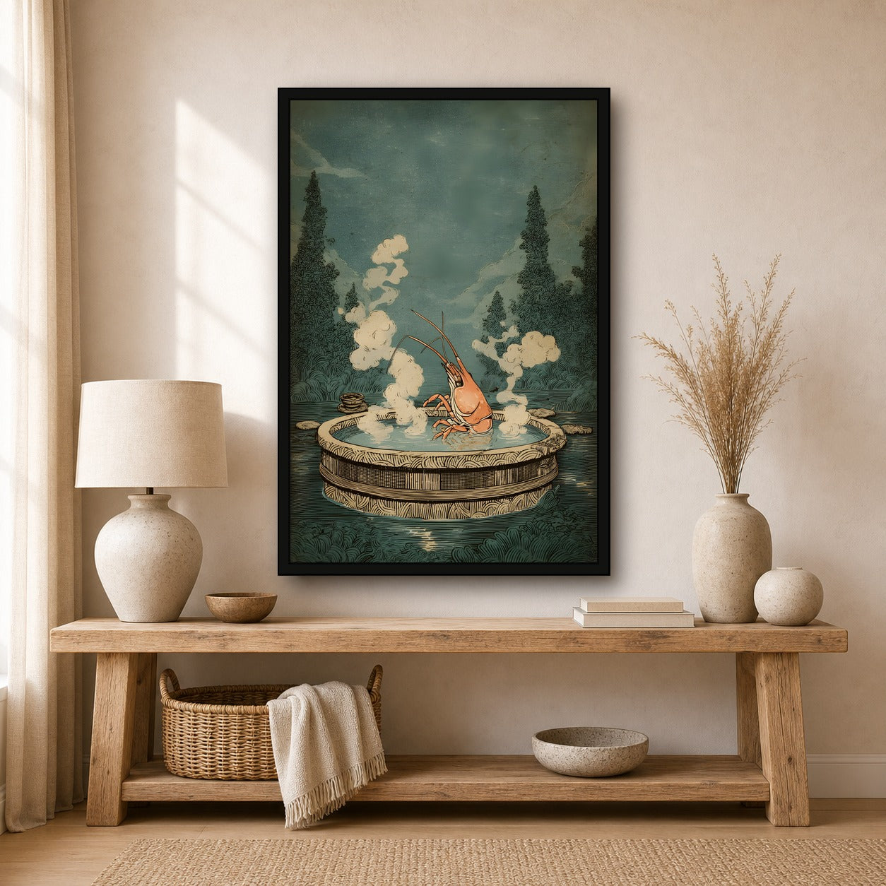 Onsen Lover Poster, Japanese Bath Wall Art, Relaxing Poster Print - 2x3 room mockup
