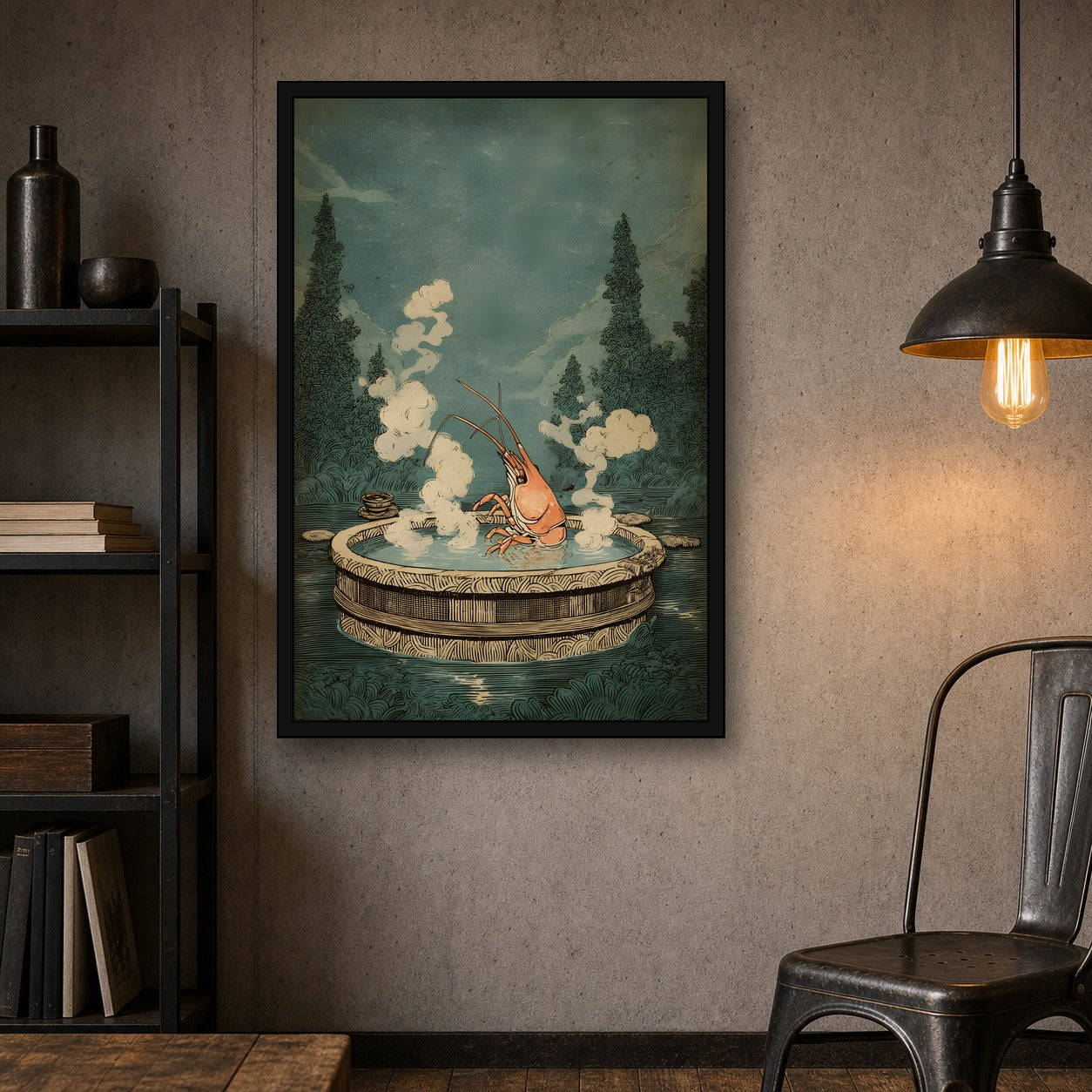 Onsen Lover Poster, Japanese Bath Wall Art, Relaxing Poster Print - 2x3 room mockup