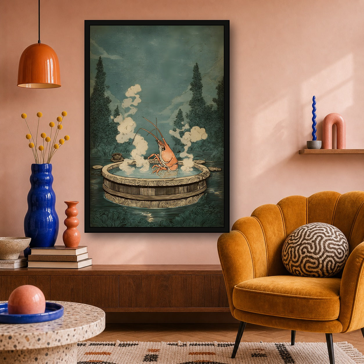 Onsen Lover Poster, Japanese Bath Wall Art, Relaxing Poster Print - 2x3 room mockup