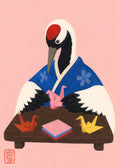 Origami Crane Master Poster, Japanese Folk Art, Serene Pink Wall Decor, Travel Print - corrected A flat artwork