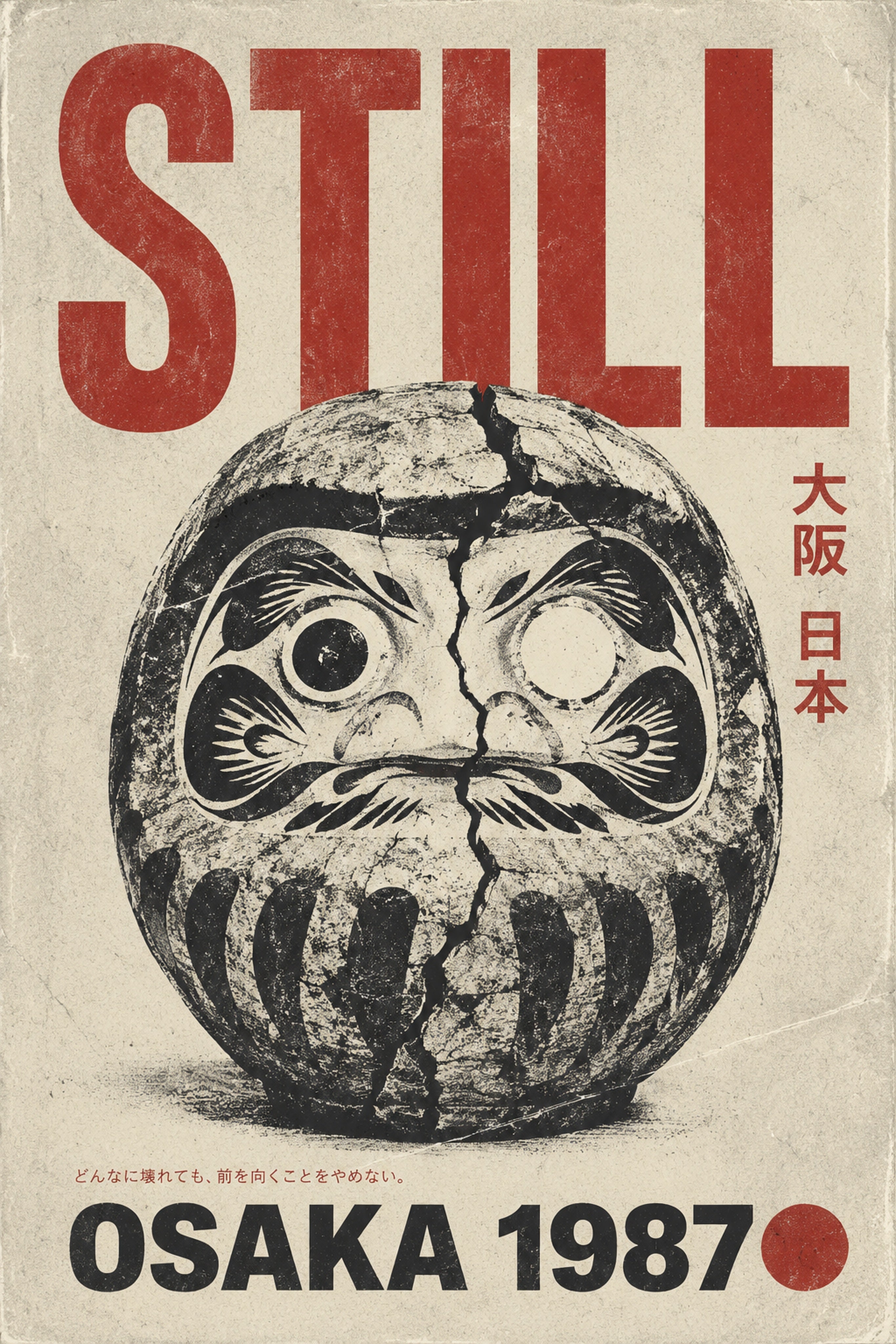 Osaka 1987 Still Daruma Poster, Retro Japanese Wall Art, Vintage Travel Print in Your Choice of Six Sizes