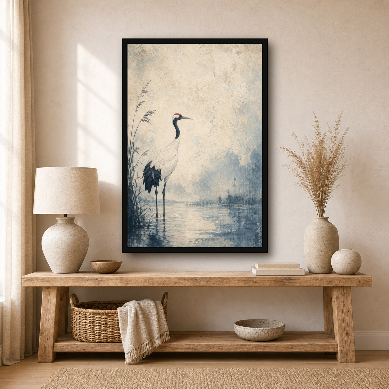 Patinabluecrane 01 Left Japanese Retro Poster Print - 2x3 room mockup
