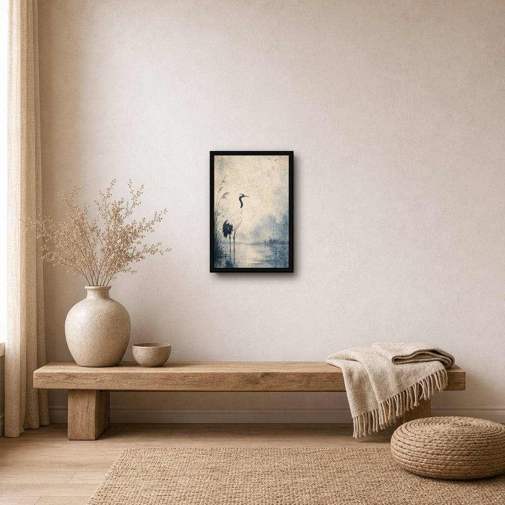 Patinabluecrane 01 Left Japanese Retro Poster Print - 2x3 room mockup
