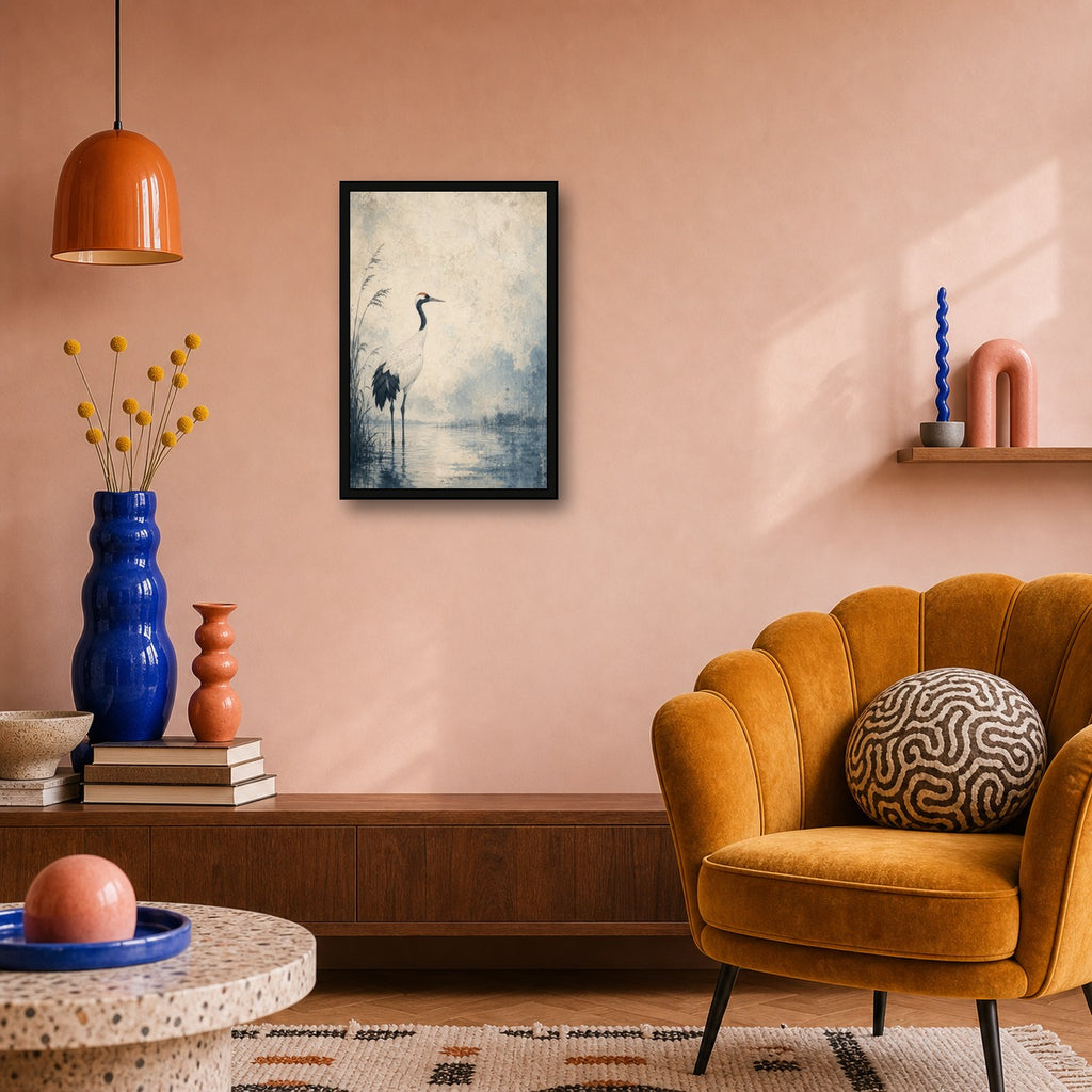 Patinabluecrane 01 Left Japanese Retro Poster Print - 2x3 room mockup