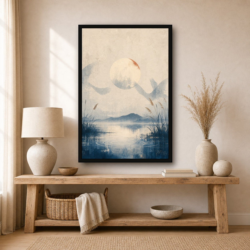Patinabluecrane 02 Center Japanese Retro Poster Print - 2x3 room mockup