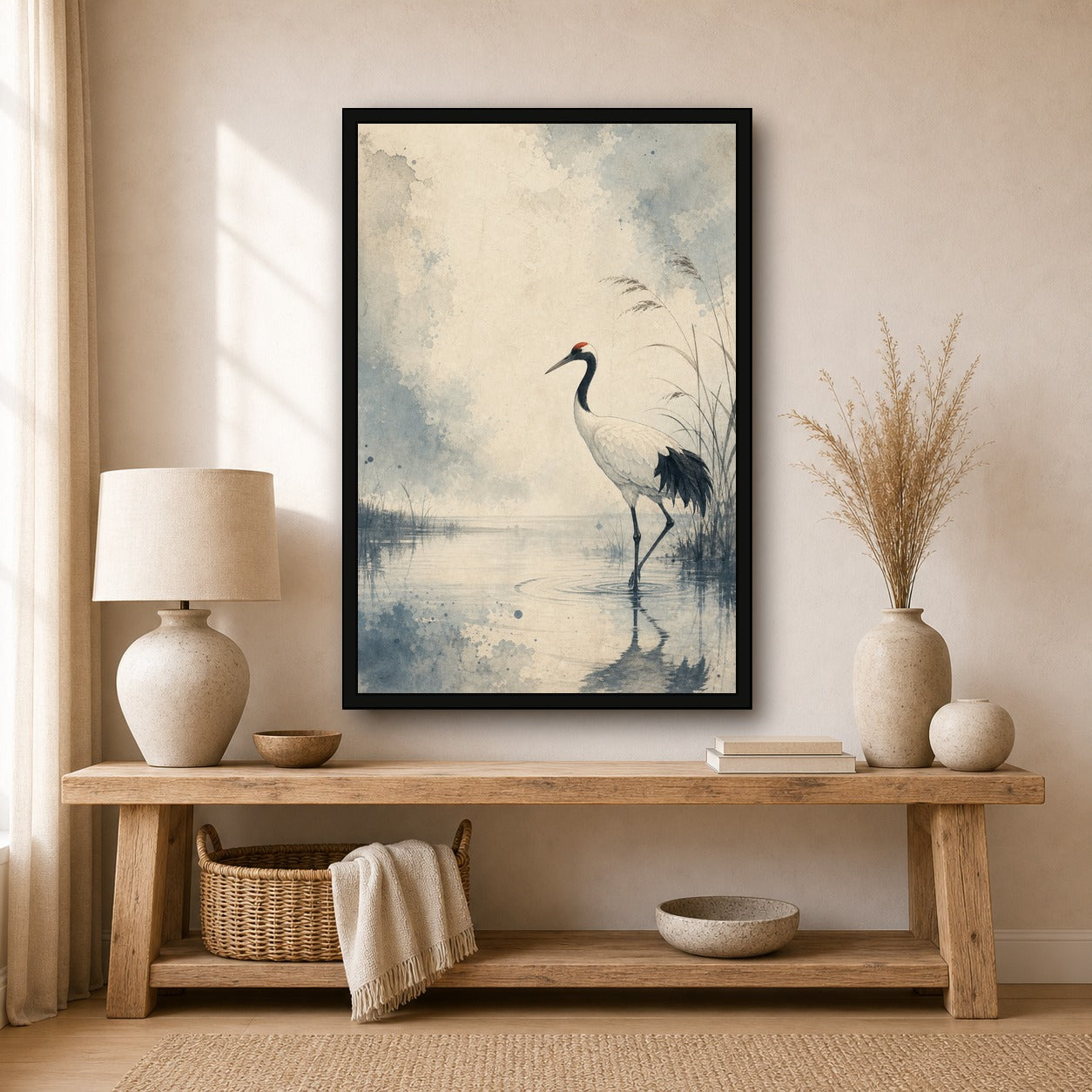 Patinabluecrane 03 Right Japanese Retro Poster Print - 2x3 room mockup