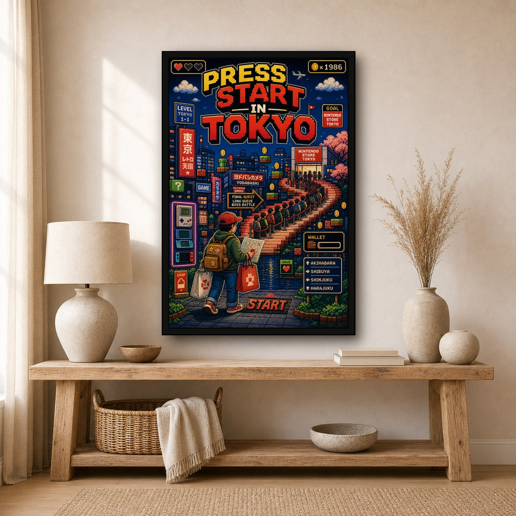 Pressstartintokyo Japanese Retro Poster Print - 2x3 room mockup