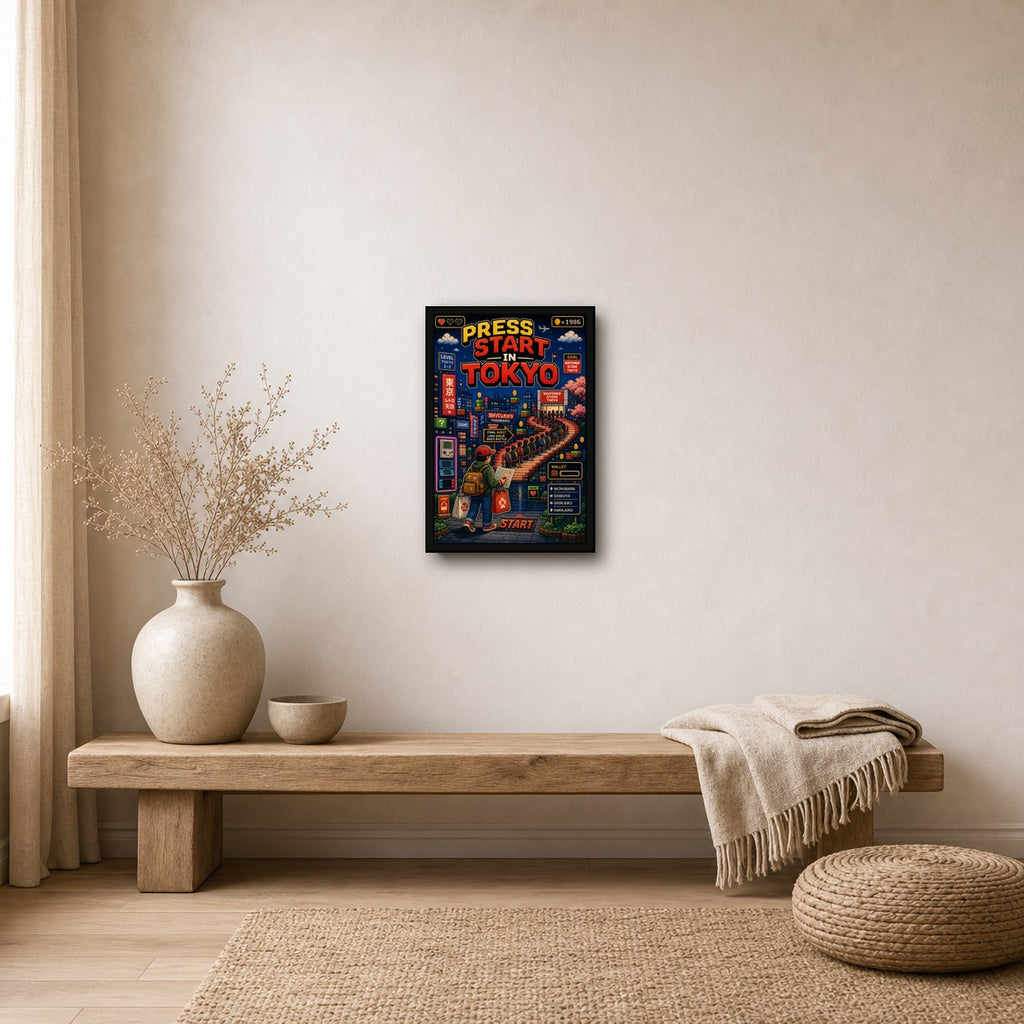 Pressstartintokyo Japanese Retro Poster Print - 2x3 room mockup