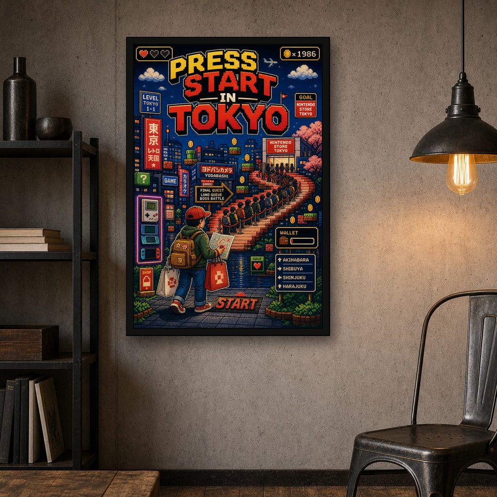 Pressstartintokyo Japanese Retro Poster Print - 2x3 room mockup