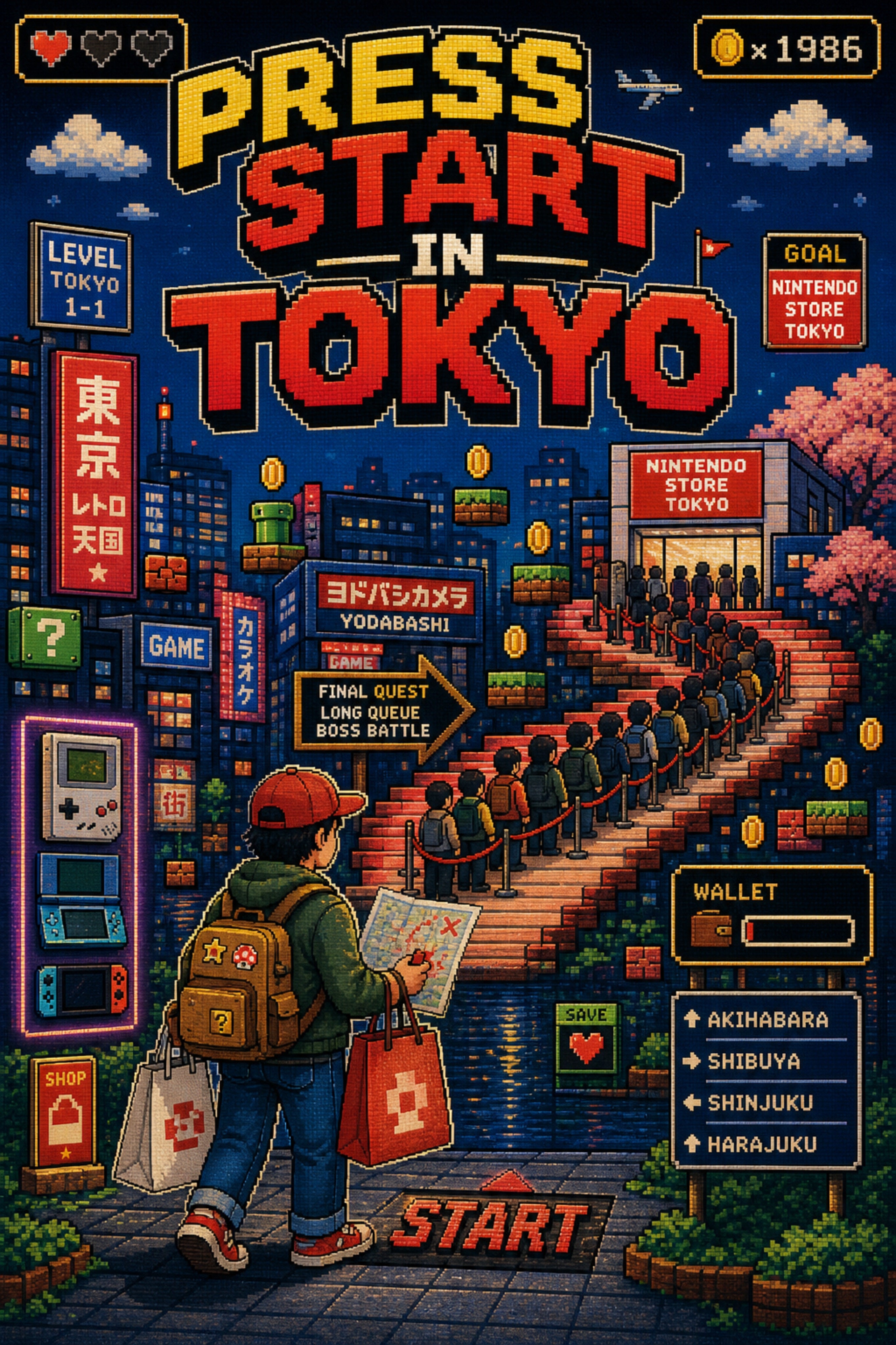 Pressstartintokyo Japanese Retro Poster Print