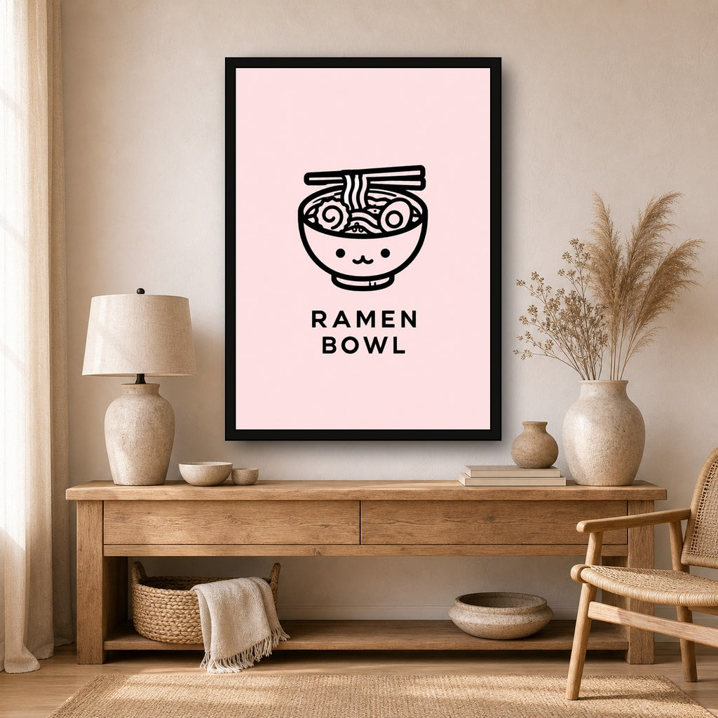 Ramen Bowl Icon Japanese Retro Poster Print - A room mockup