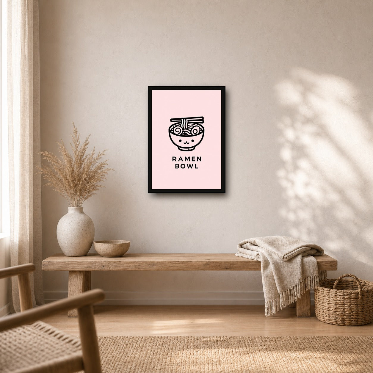 Ramen Bowl Icon Japanese Retro Poster Print - A room mockup