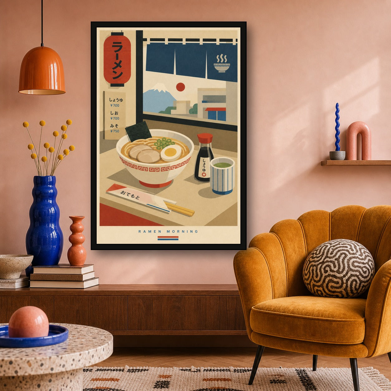 Ramen Morning Japanese Retro Poster Print - 2x3 room mockup