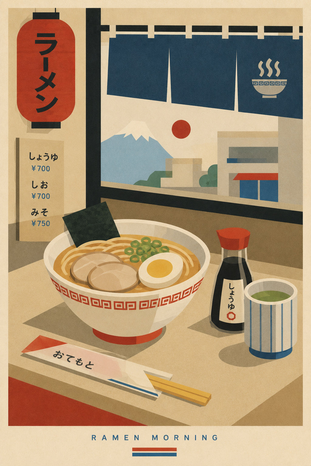 Ramen Morning Japanese Retro Poster Print