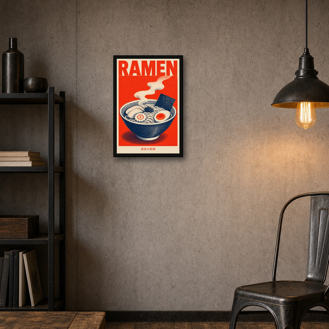 Ramen Red Poster Japanese Retro Poster Print - 2x3 room mockup