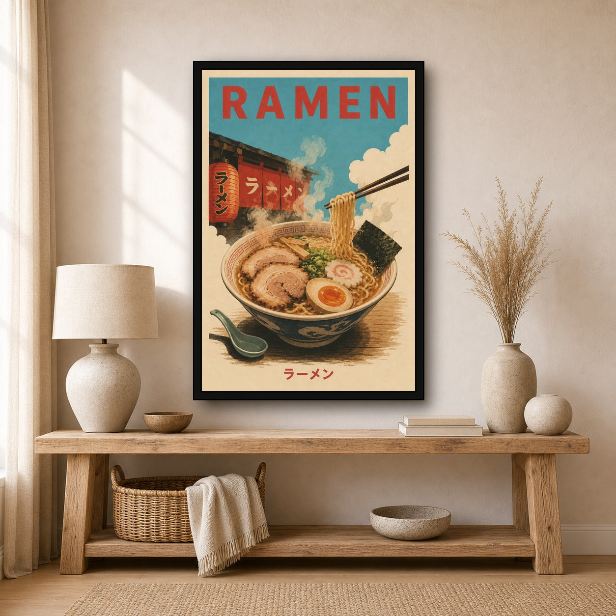 Ramen Travel Japanese Retro Poster Print - 2x3 room mockup