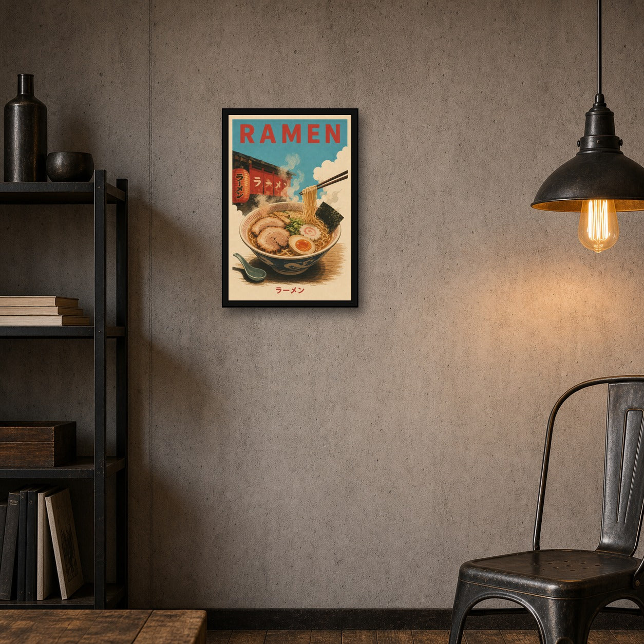 Ramen Travel Japanese Retro Poster Print - 2x3 room mockup
