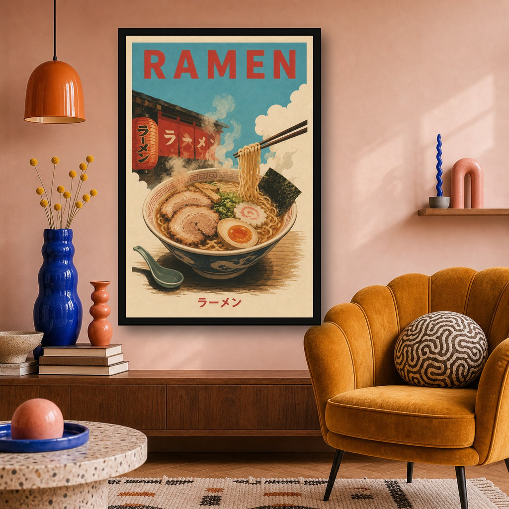 Ramen Travel Japanese Retro Poster Print - 2x3 room mockup